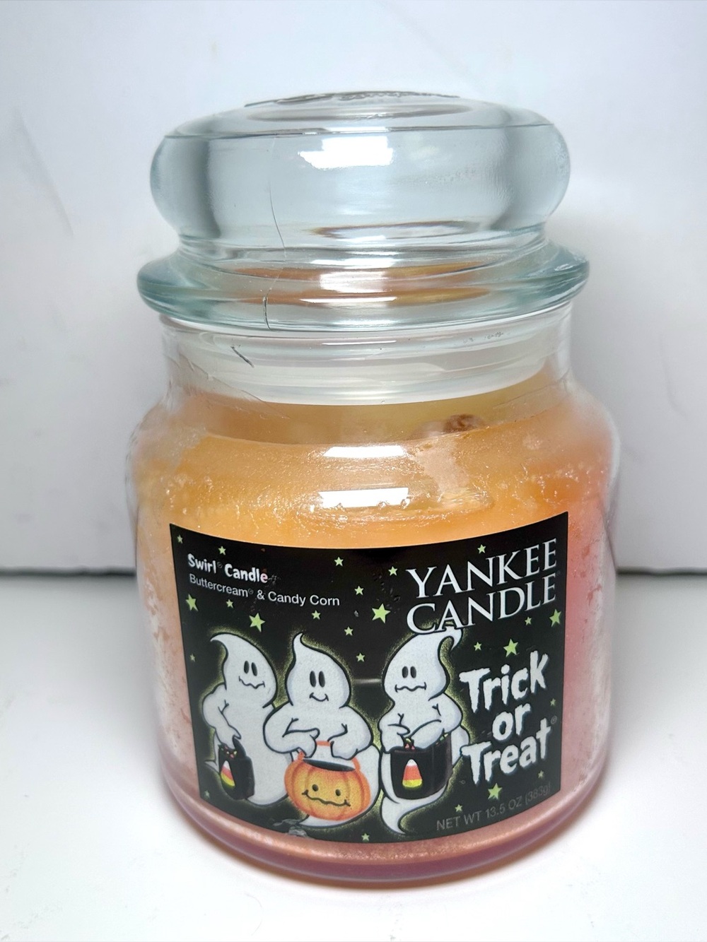 Yankee Candle Trick or Treat 12oz Halloween Swirl Jar Buttercream Candy Corn
